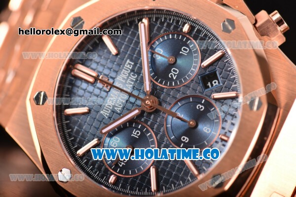 Audemars Piguet Royal Oak Chrono 41MM Swiss Valjoux 7750 Automatic Full Rose Gold with Blue Dial and Stick Markers (EF) - Click Image to Close